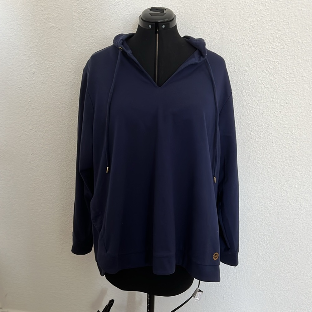Michael Kors Navy Blue Hoodie with Gold Accents 2X